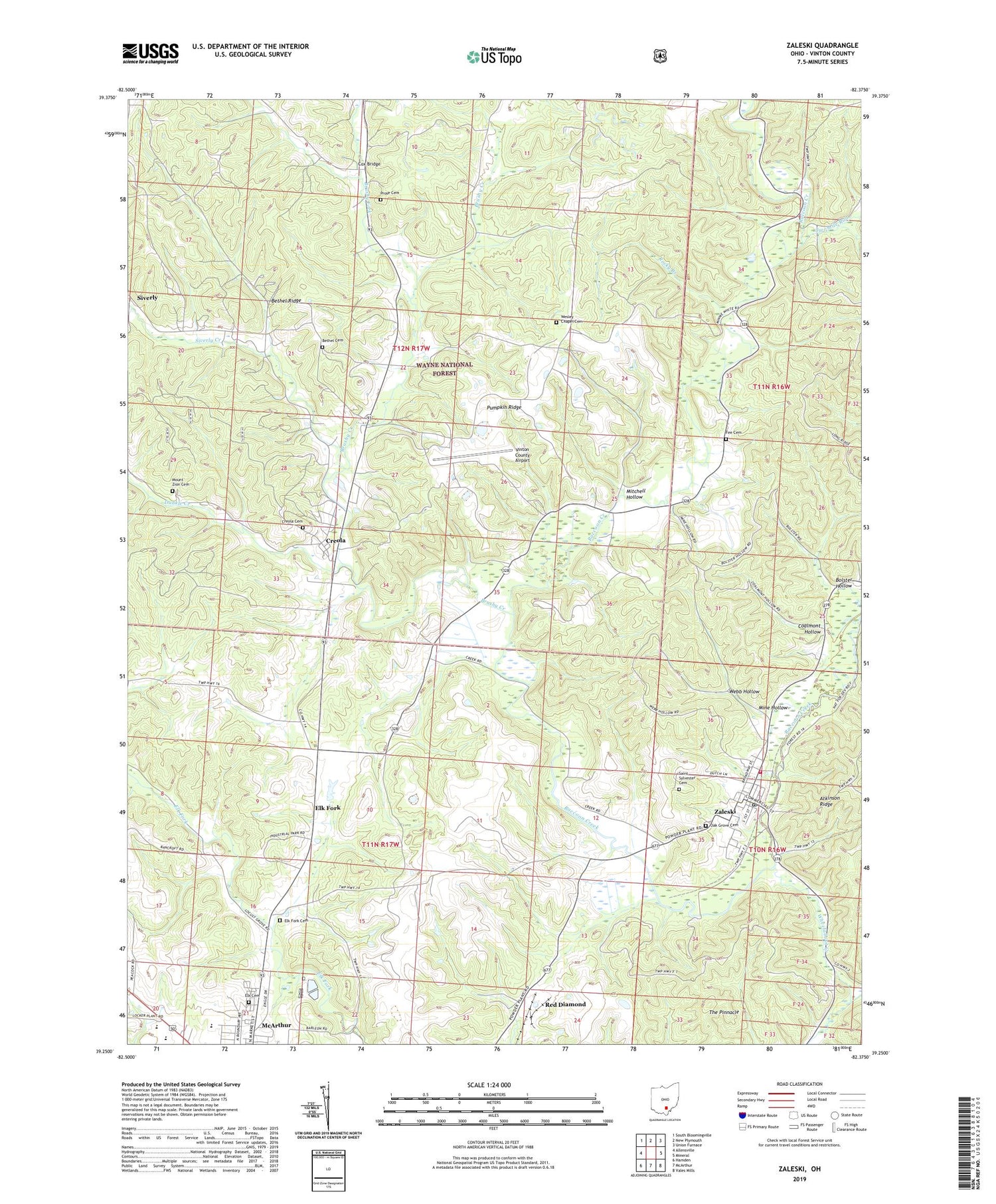 Zaleski Ohio US Topo Map Image