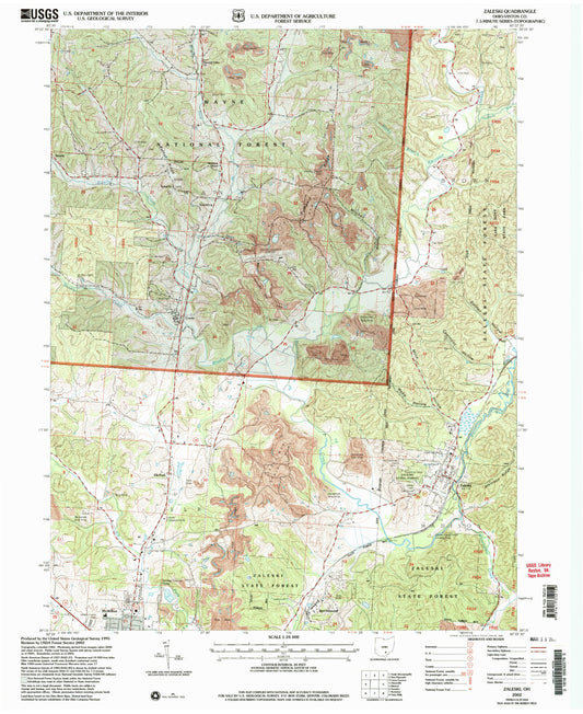 Classic USGS Zaleski Ohio 7.5'x7.5' Topo Map Image