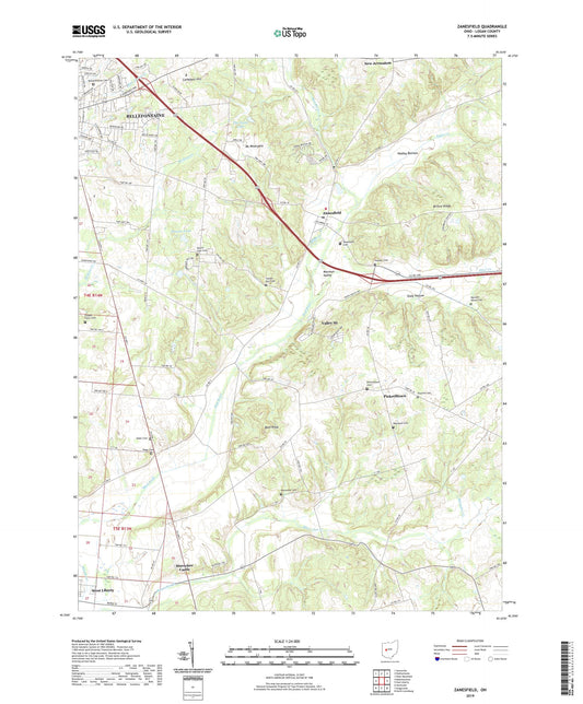 Zanesfield Ohio US Topo Map Image