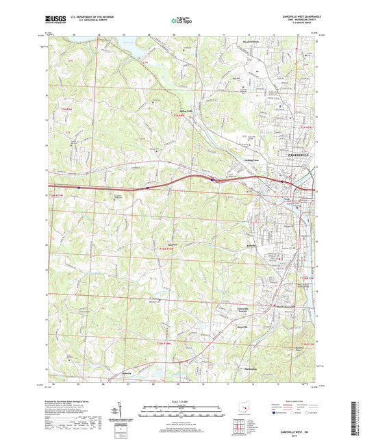 Zanesville West Ohio US Topo Map Image