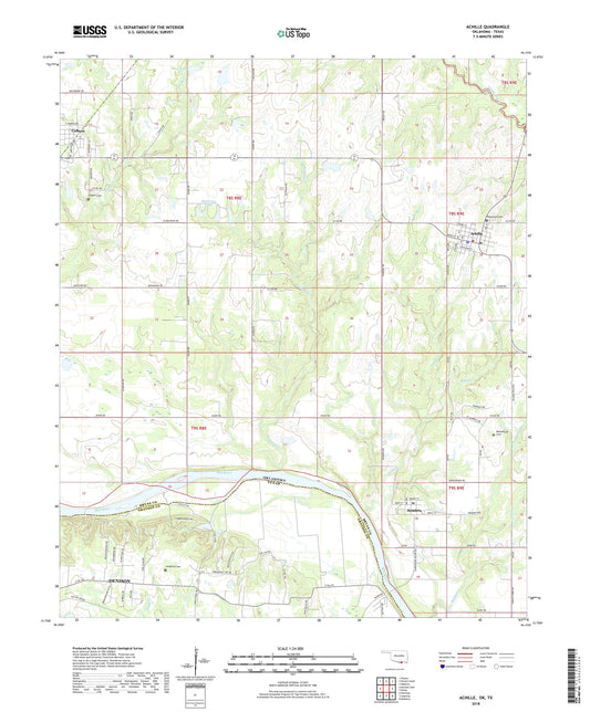 Achille Oklahoma US Topo Map Image