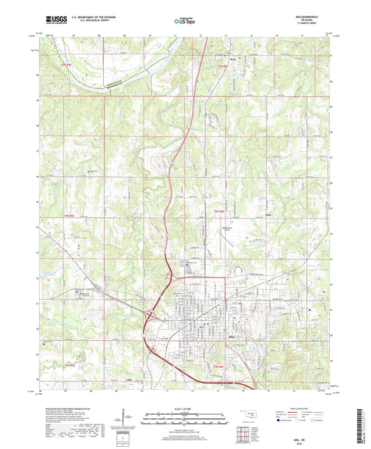Ada Oklahoma US Topo Map Image
