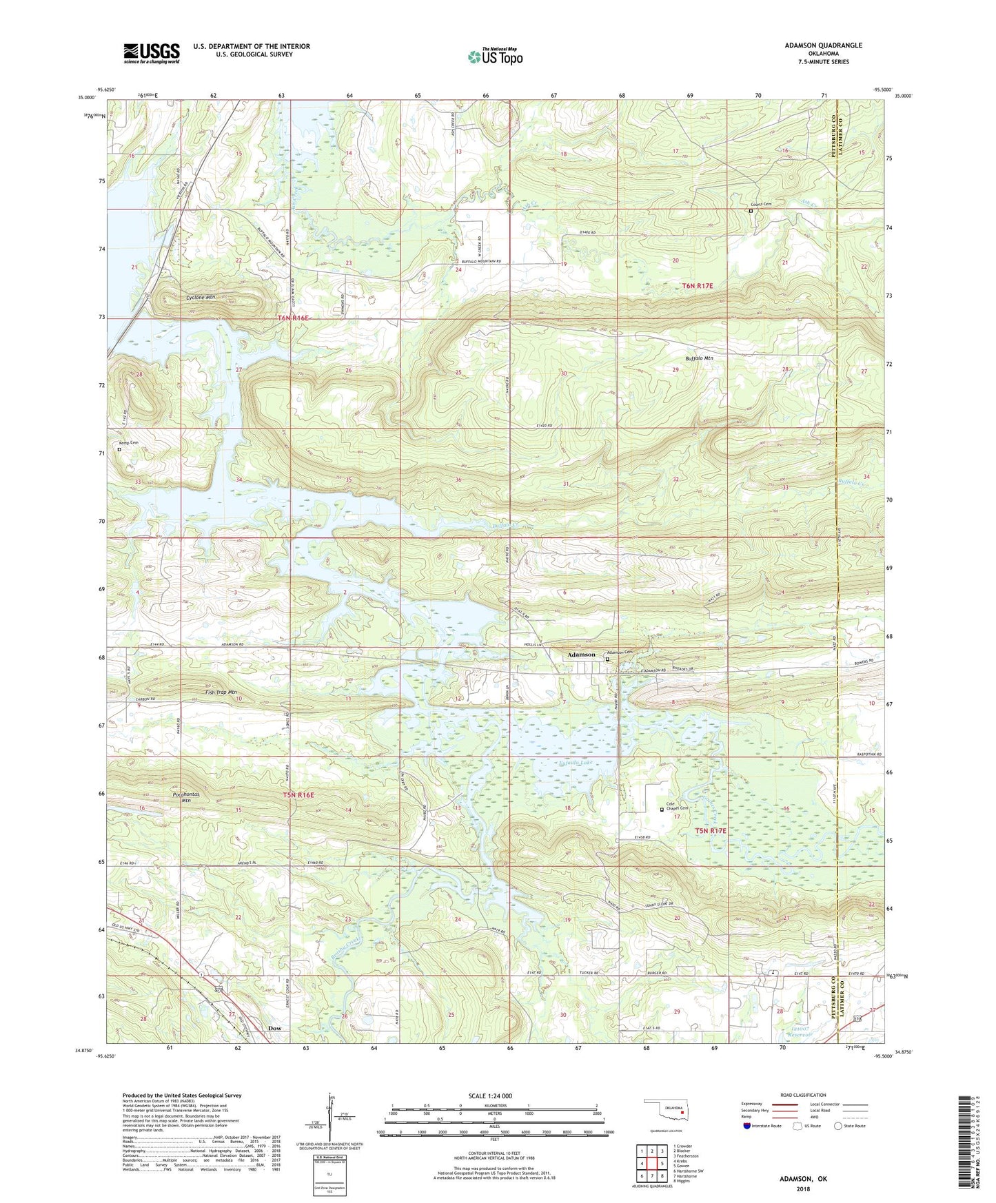 Adamson Oklahoma US Topo Map Image