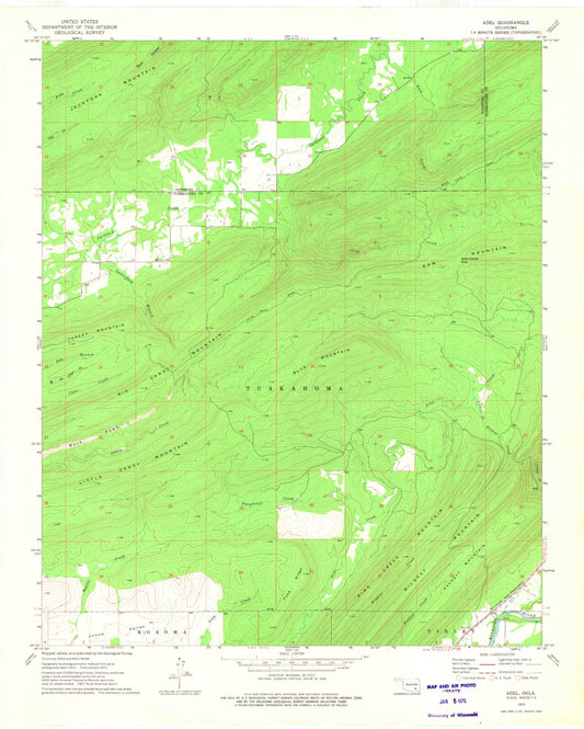Classic USGS Adel Oklahoma 7.5'x7.5' Topo Map Image