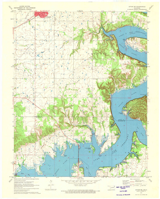 Classic USGS Afton NE Oklahoma 7.5'x7.5' Topo Map Image