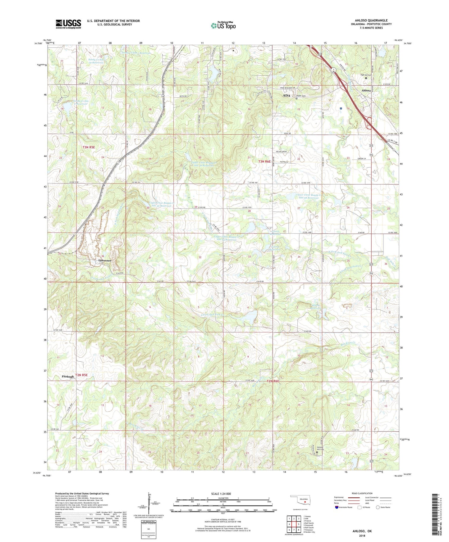 Ahloso Oklahoma US Topo Map Image