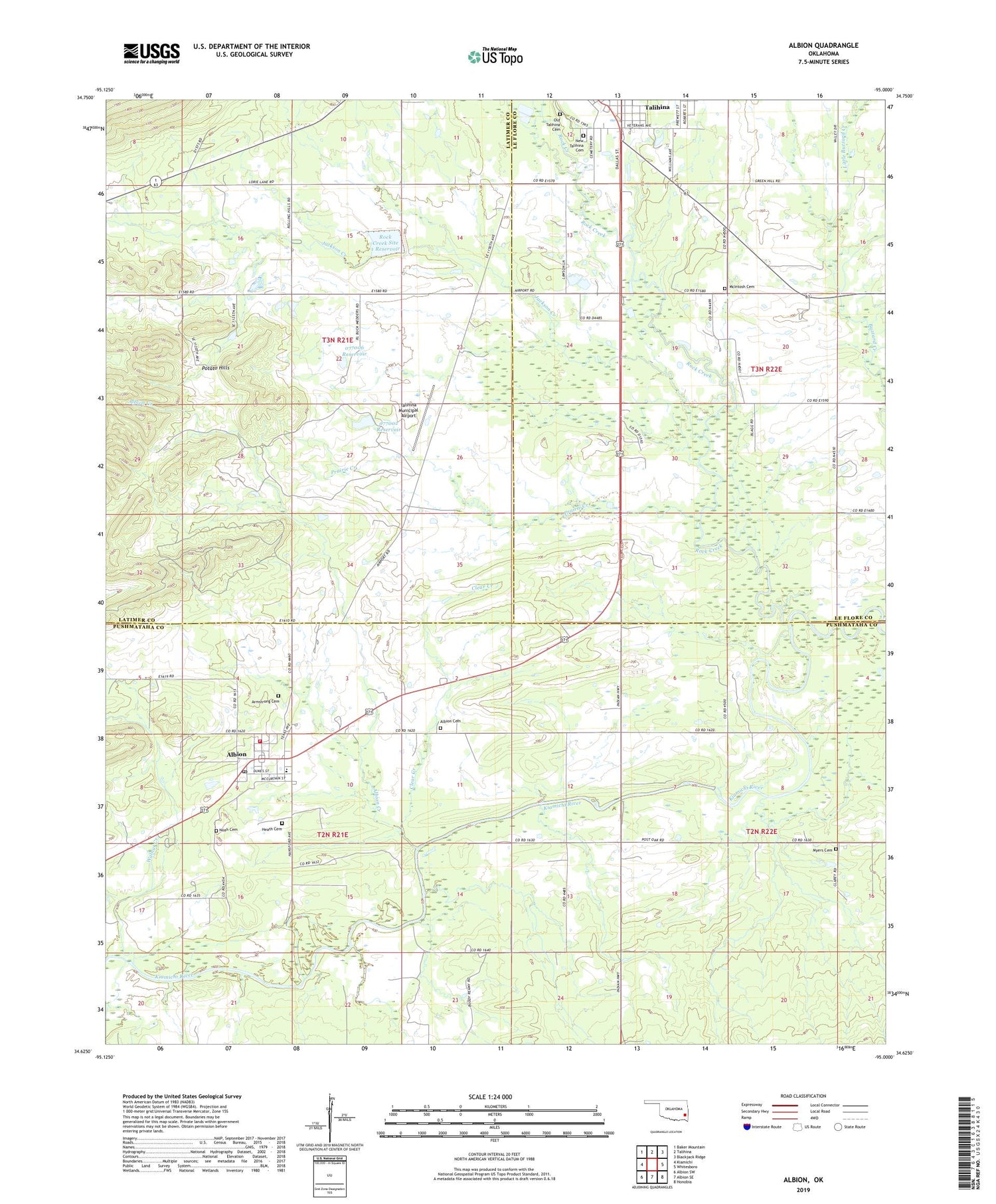 Albion Oklahoma US Topo Map Image