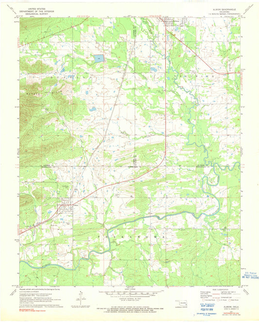 Classic USGS Albion Oklahoma 7.5'x7.5' Topo Map Image