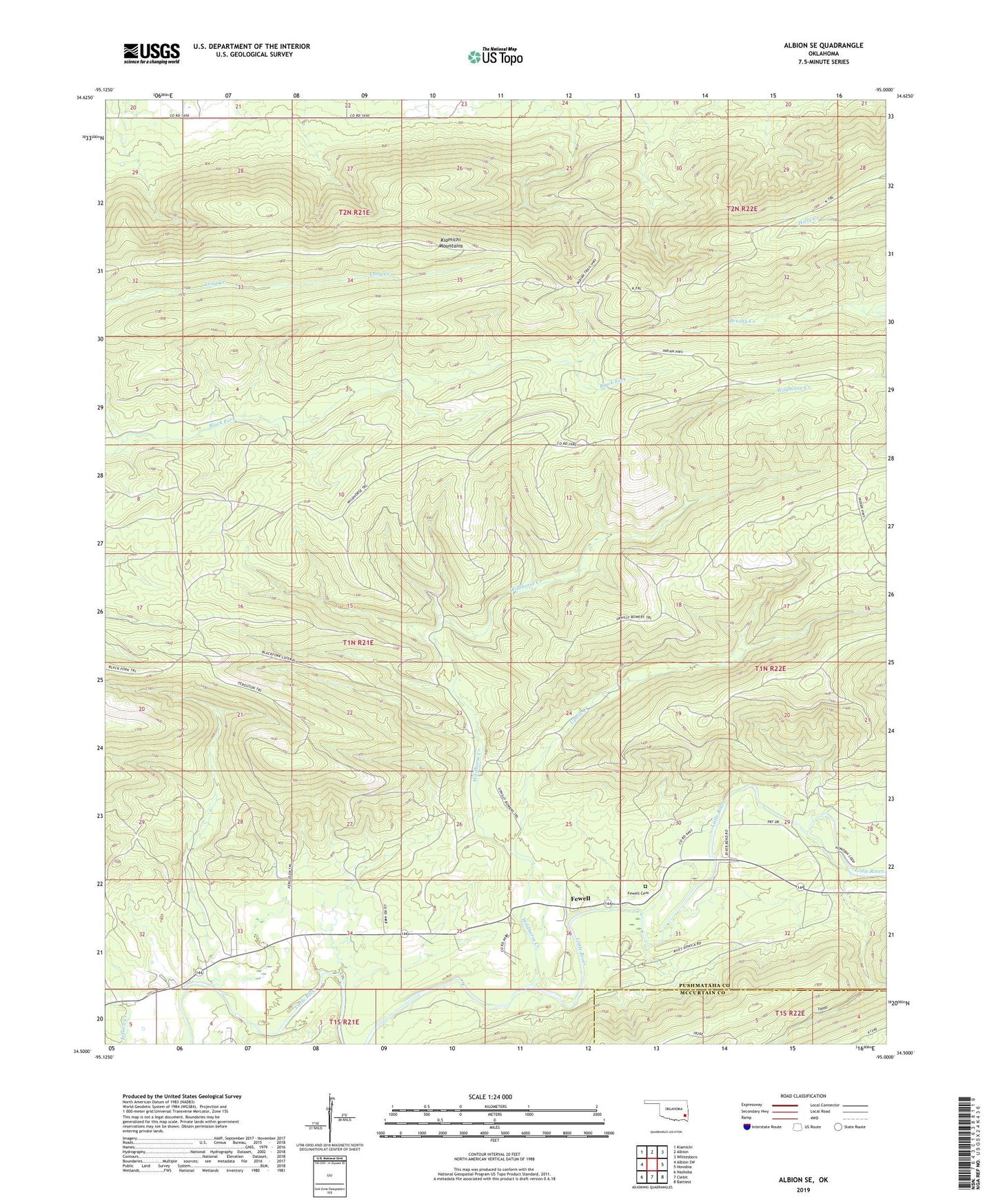 Albion SE Oklahoma US Topo Map Image