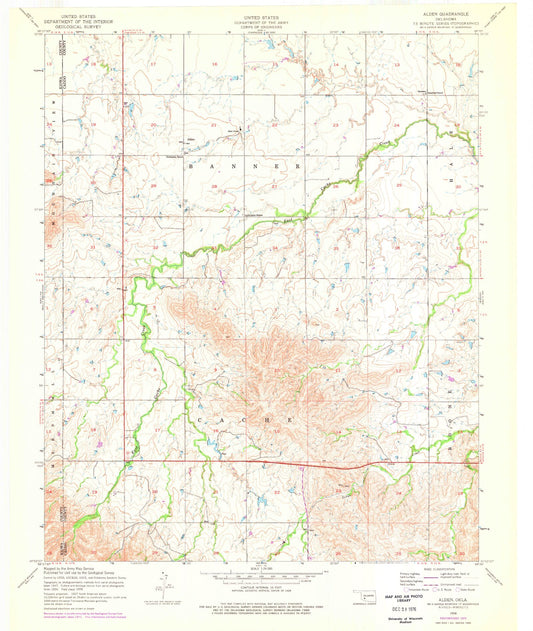 Classic USGS Alden Oklahoma 7.5'x7.5' Topo Map Image