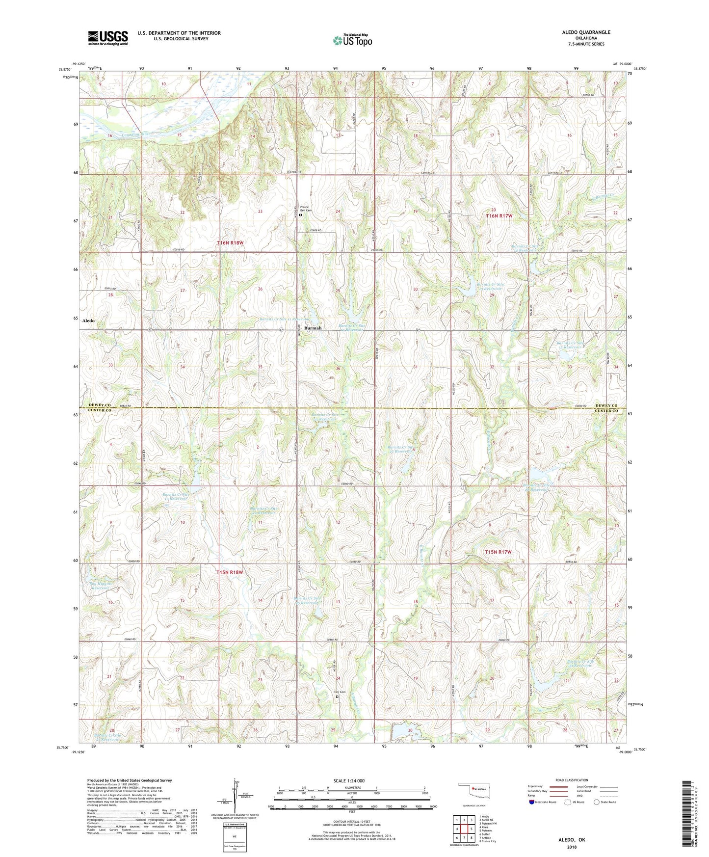 Aledo Oklahoma US Topo Map Image
