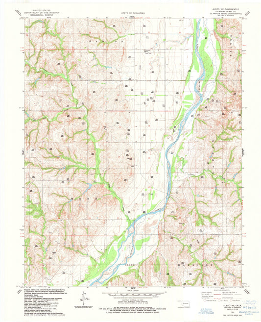 Classic USGS Aledo NE Oklahoma 7.5'x7.5' Topo Map Image