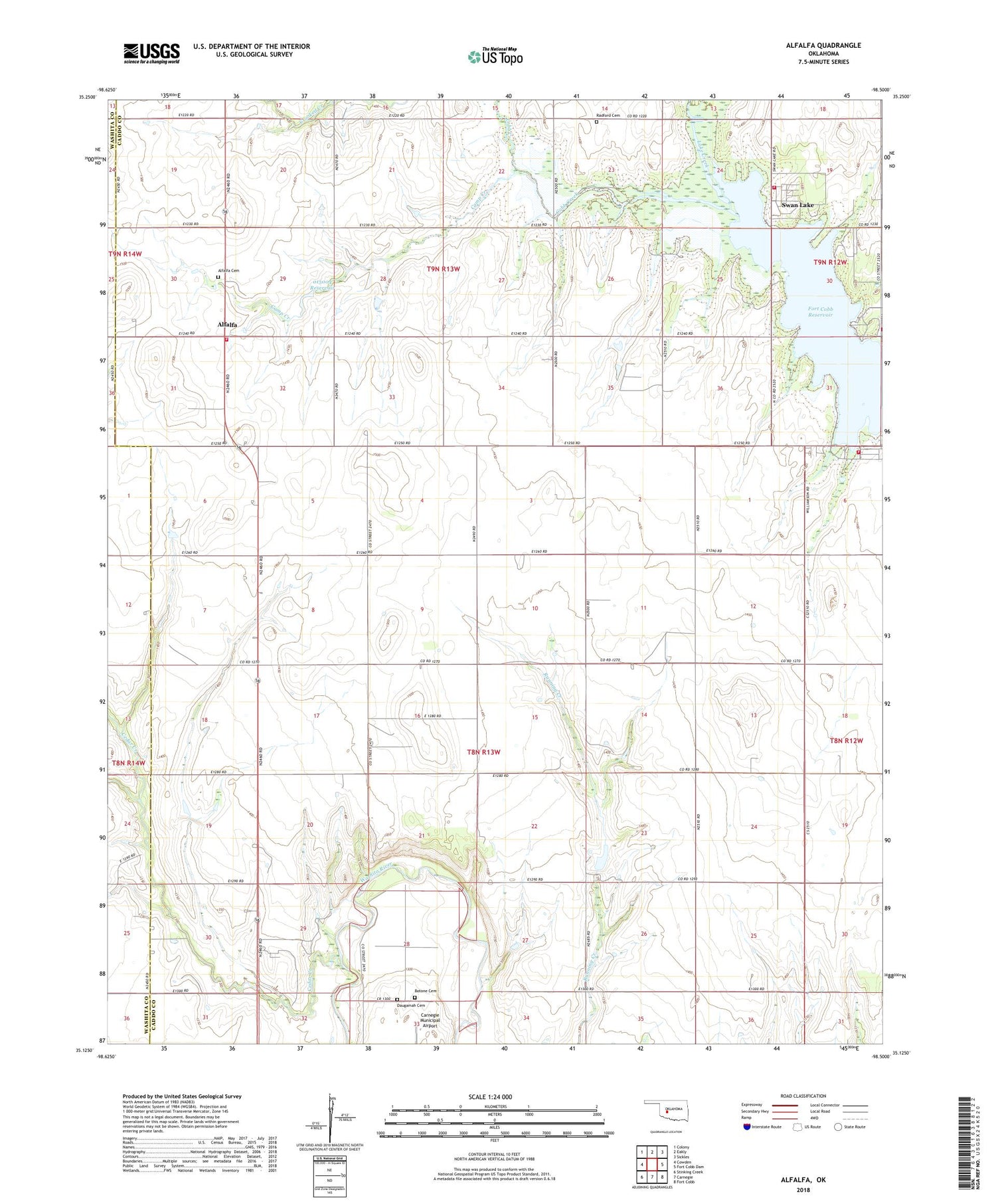 Alfalfa Oklahoma US Topo Map Image