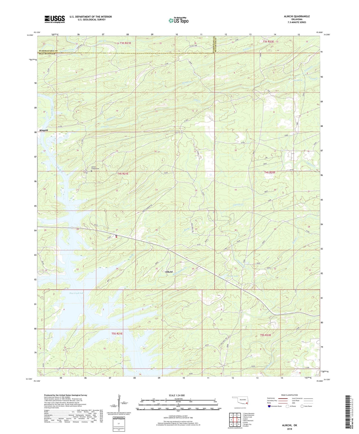 Alikchi Oklahoma US Topo Map Image