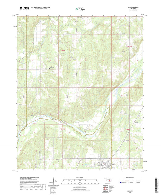 Allen Oklahoma US Topo Map Image