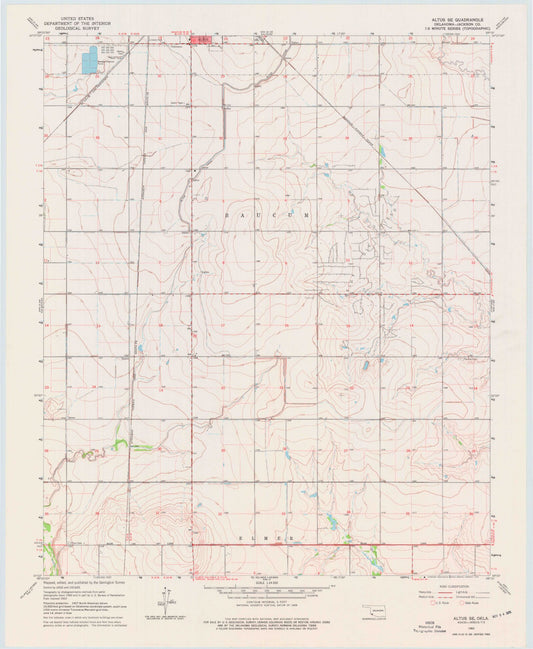 Classic USGS Altus SE Oklahoma 7.5'x7.5' Topo Map Image