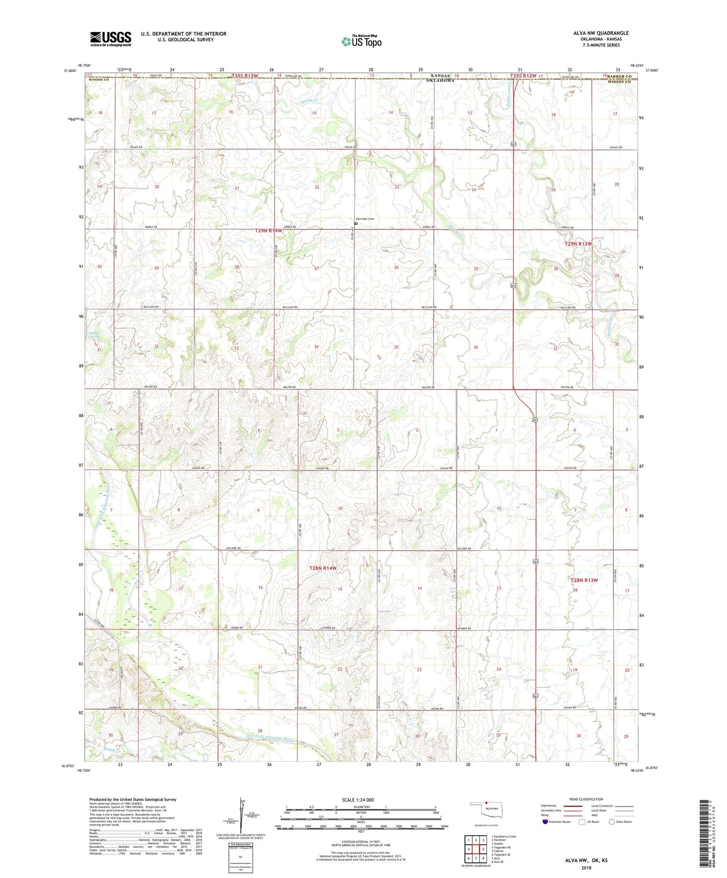 Alva NW Oklahoma US Topo Map Image