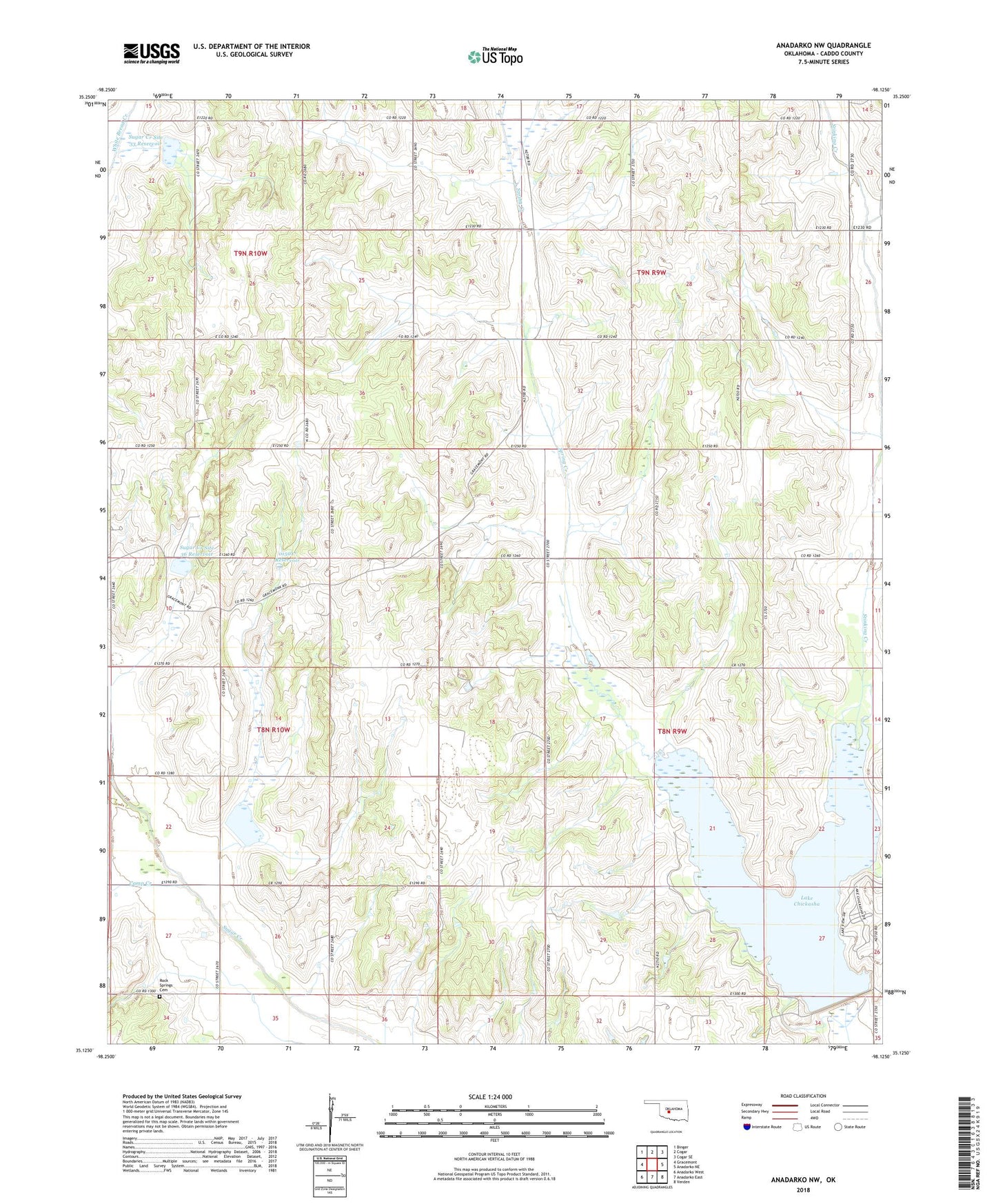 Anadarko NW Oklahoma US Topo Map Image