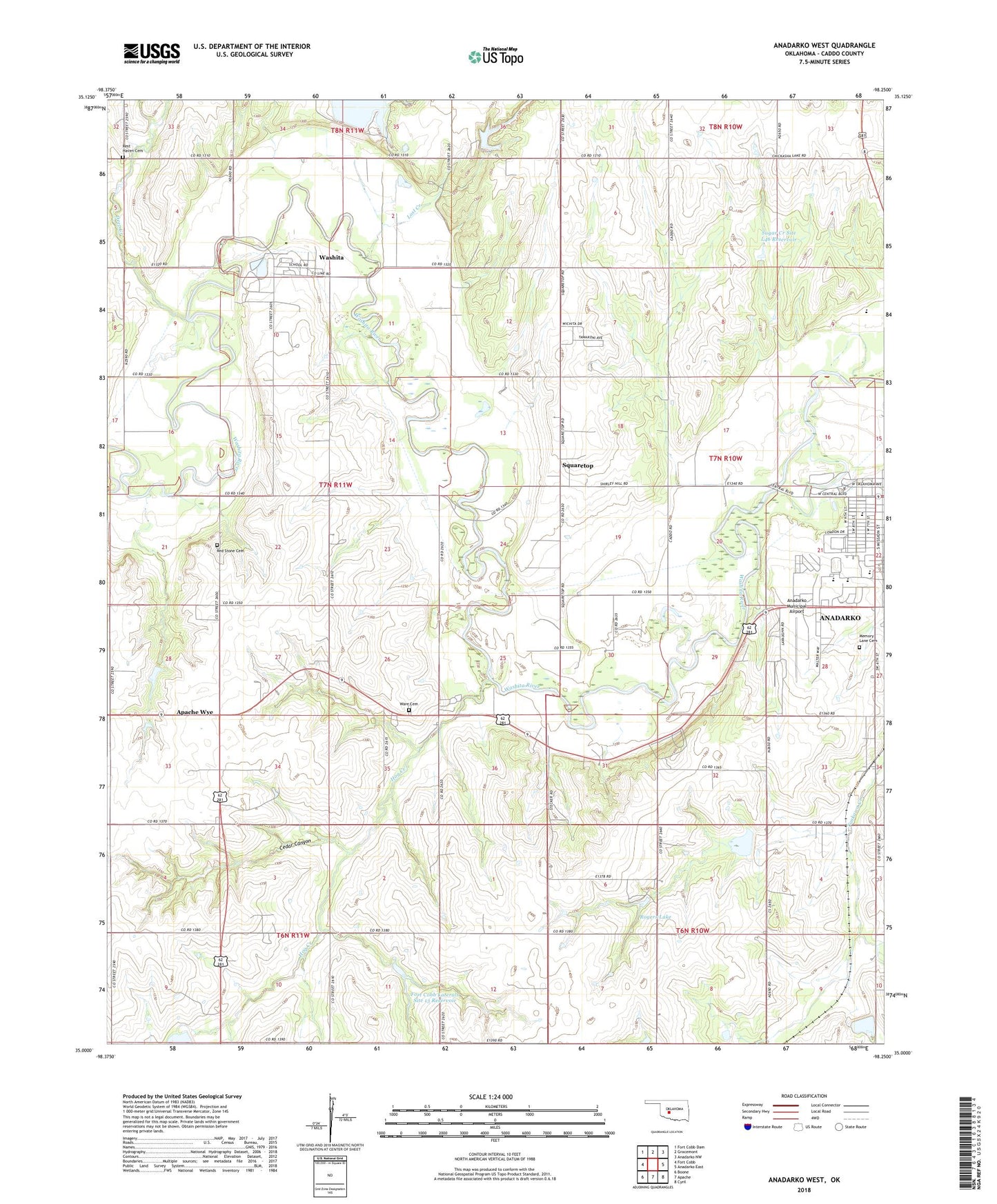 Anadarko West Oklahoma US Topo Map Image