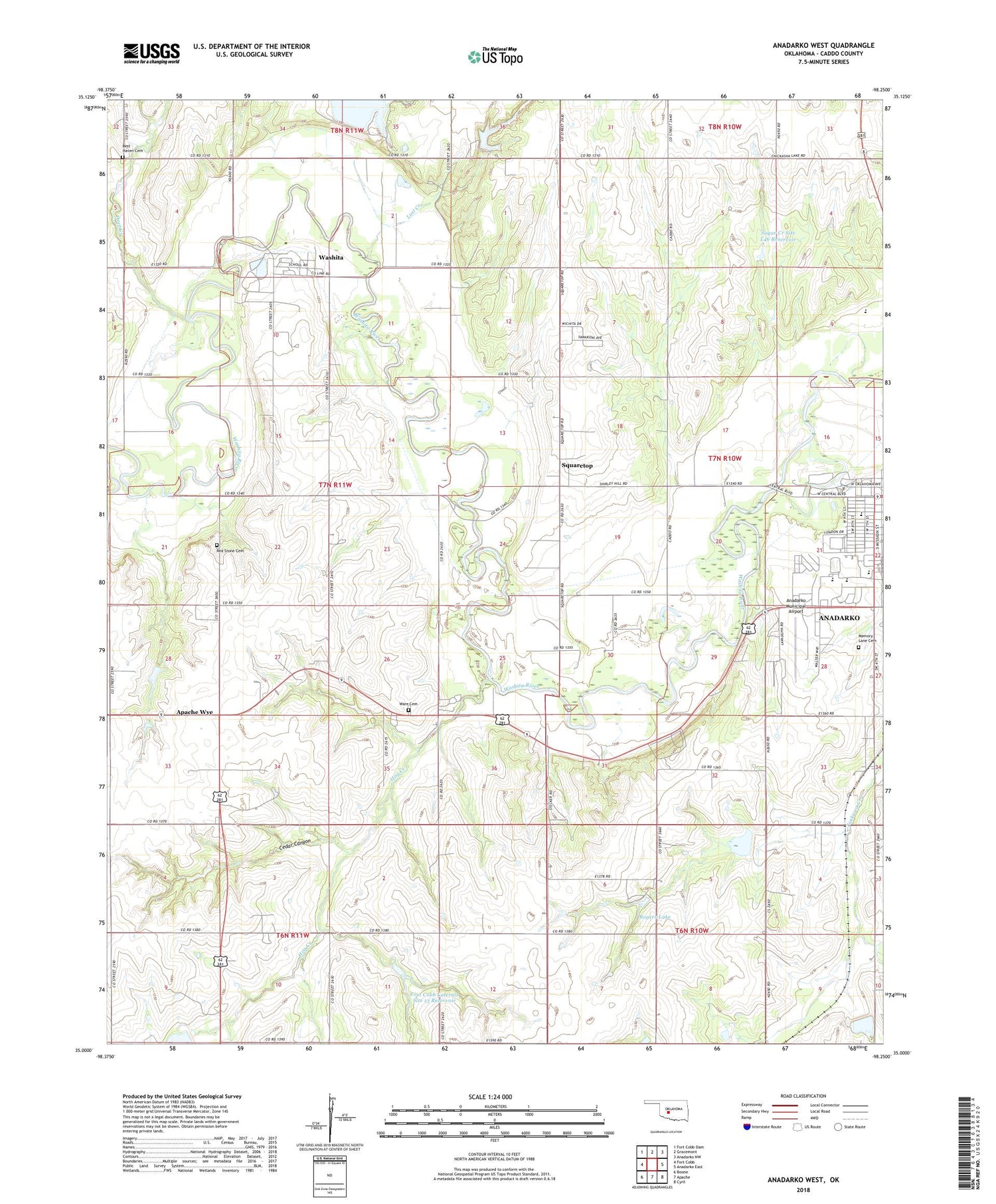 Anadarko West Oklahoma US Topo Map Image