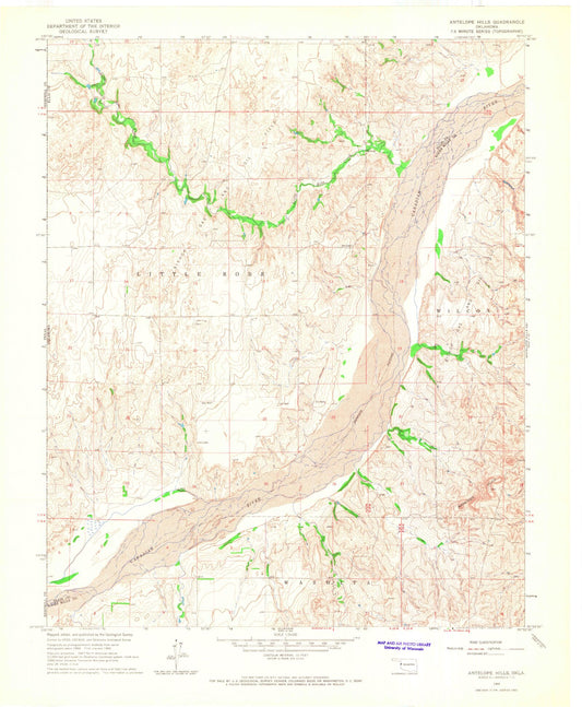 Classic USGS Antelope Hills Oklahoma 7.5'x7.5' Topo Map Image