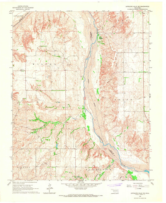 Classic USGS Antelope Hills NE Oklahoma 7.5'x7.5' Topo Map Image