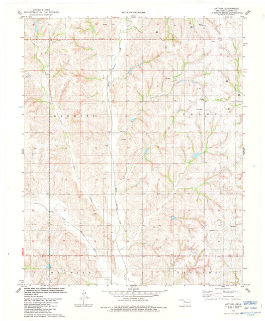 Classic USGS Anthon Oklahoma 7.5'x7.5' Topo Map Image