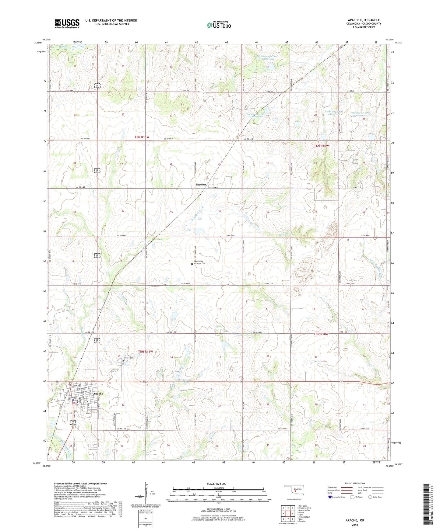 Apache Oklahoma US Topo Map Image
