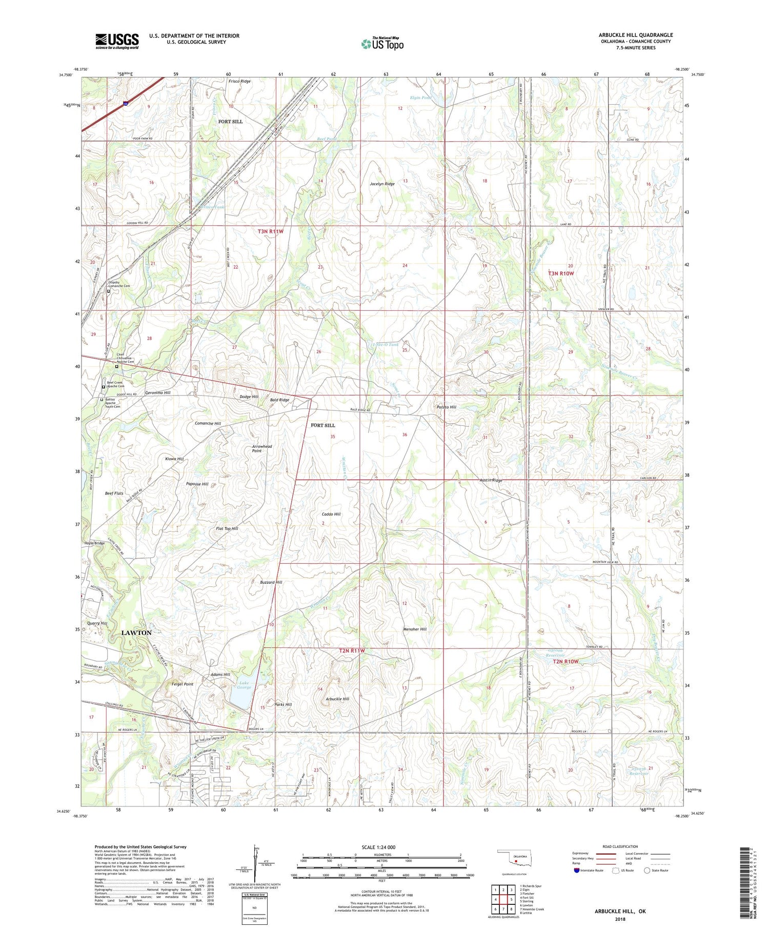 Arbuckle Hill Oklahoma US Topo Map Image