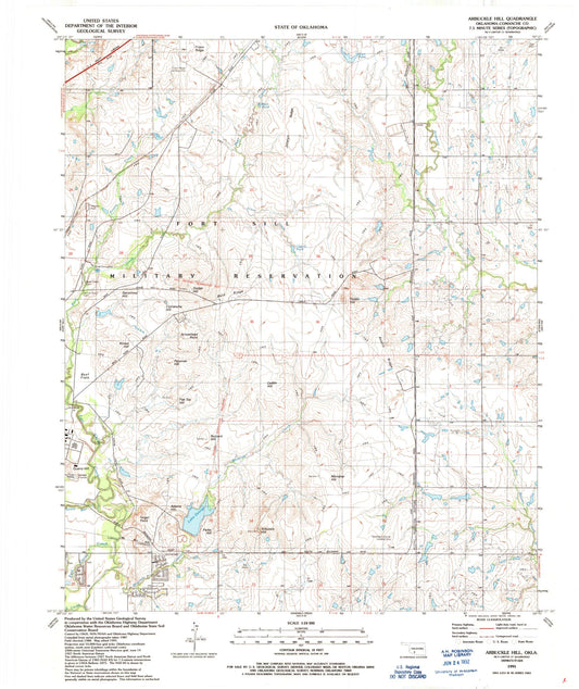 Classic USGS Arbuckle Hill Oklahoma 7.5'x7.5' Topo Map Image