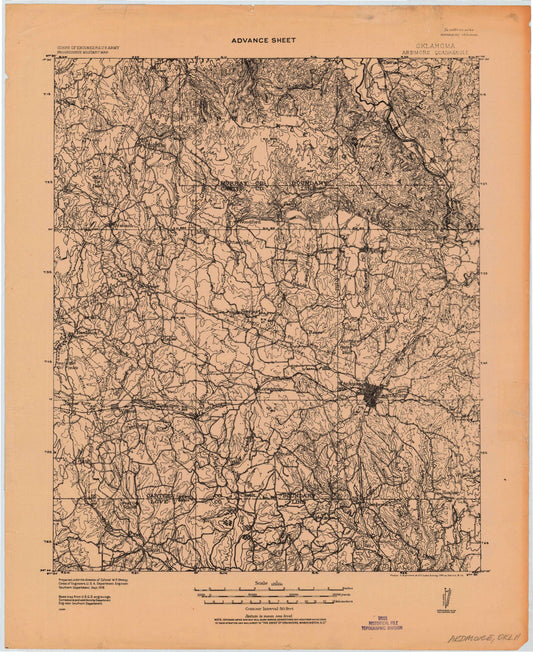 Historic 1918 Ardmore Oklahoma 30'x30' Topo Map Image