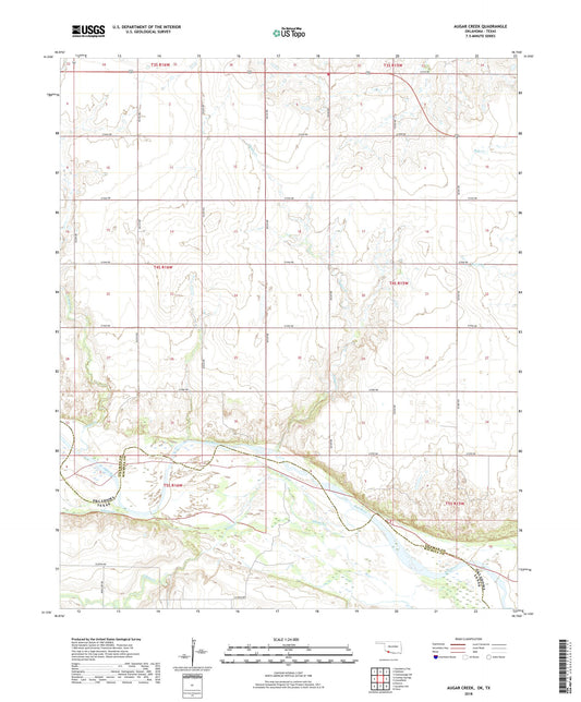 Augar Creek Oklahoma US Topo Map Image