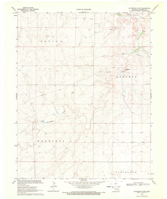 Classic USGS Autograph Cliff Oklahoma 7.5'x7.5' Topo Map Image