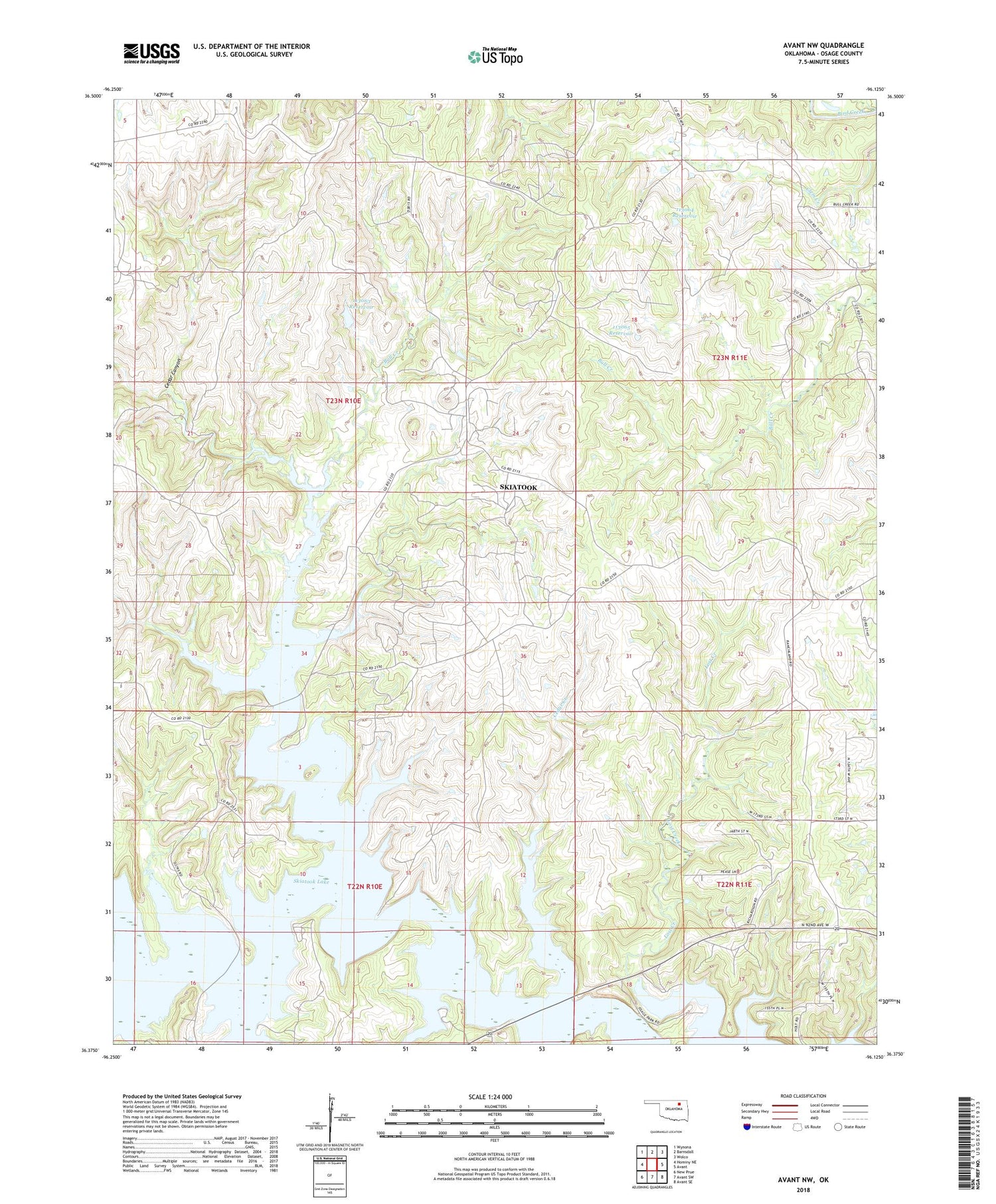 Avant NW Oklahoma US Topo Map Image