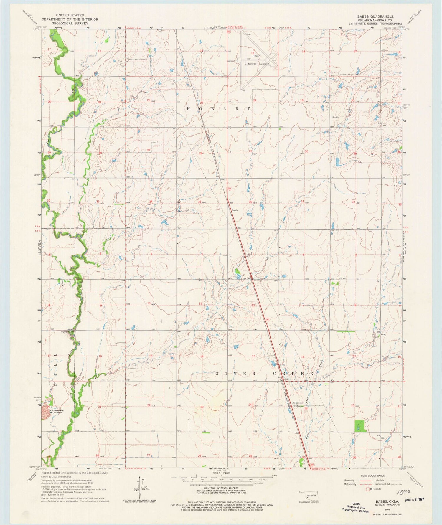 Classic USGS Babbs Oklahoma 7.5'x7.5' Topo Map Image