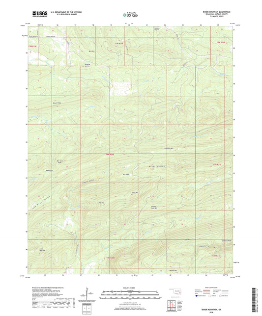 Baker Mountain Oklahoma US Topo Map Image