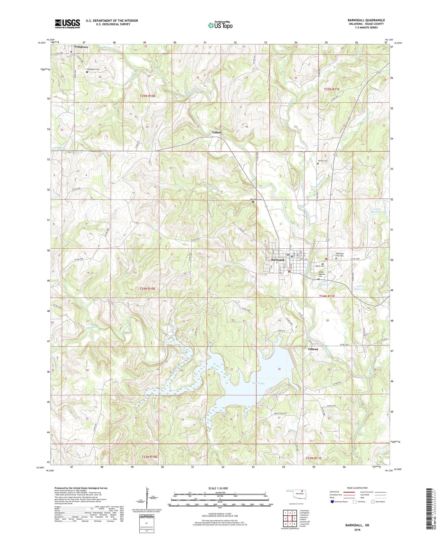 Barnsdall Oklahoma US Topo Map Image