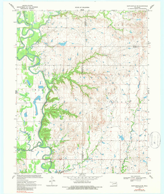 Classic USGS Bartlesville SE Oklahoma 7.5'x7.5' Topo Map Image