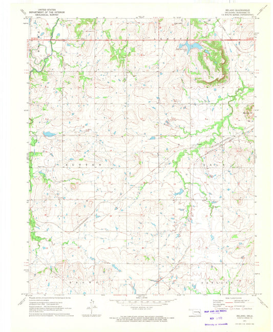 Classic USGS Beland Oklahoma 7.5'x7.5' Topo Map Image