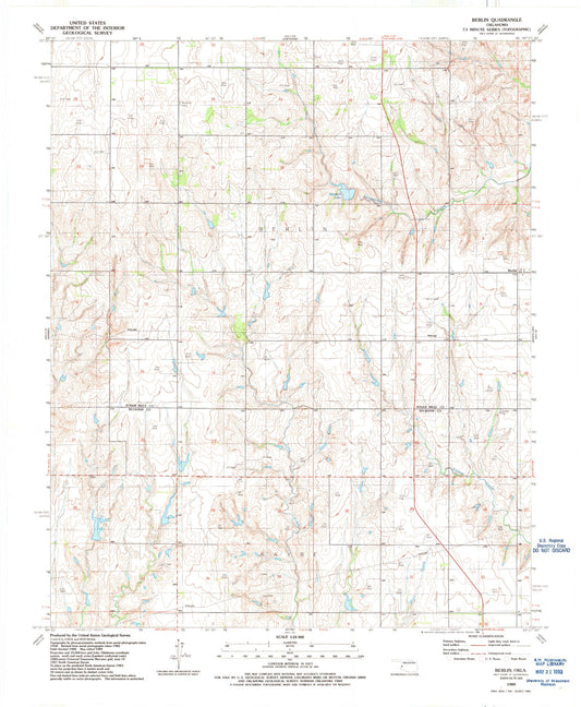 Classic USGS Berlin Oklahoma 7.5'x7.5' Topo Map Image