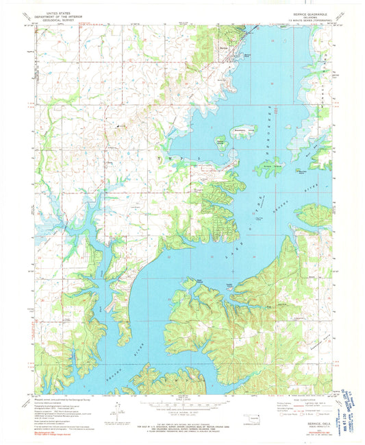 Classic USGS Bernice Oklahoma 7.5'x7.5' Topo Map Image