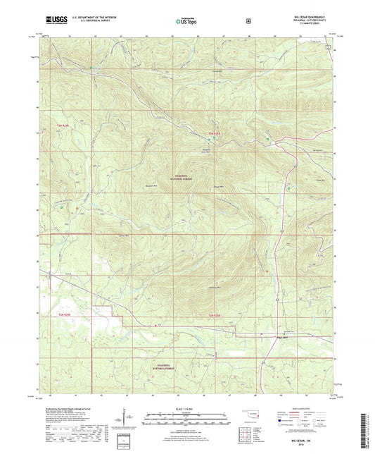Big Cedar Oklahoma US Topo Map Image