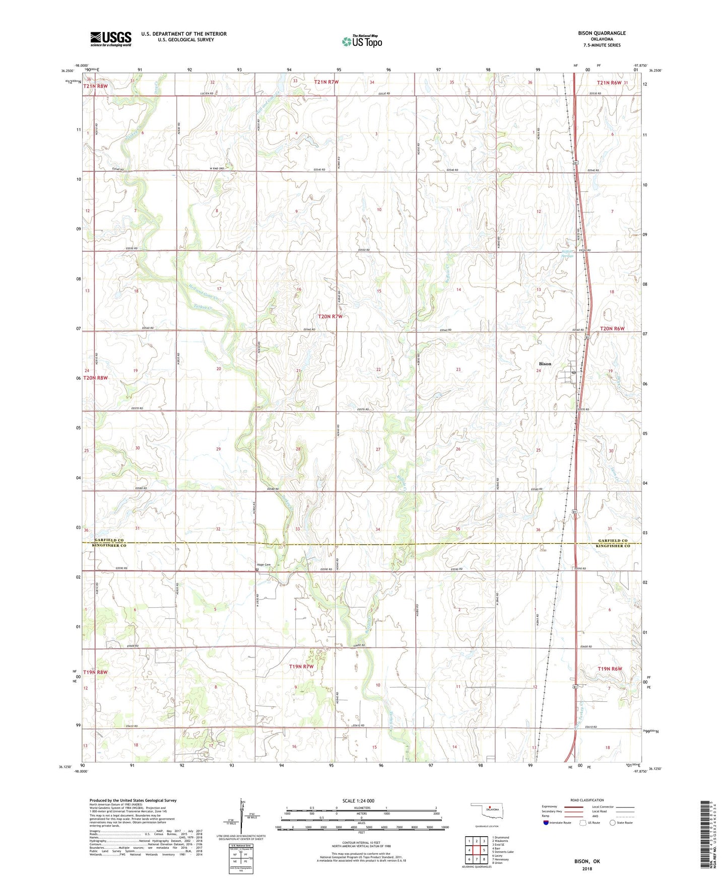Bison Oklahoma US Topo Map Image