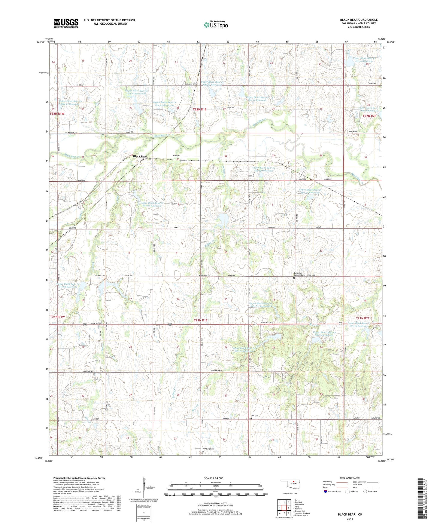 Black Bear Oklahoma US Topo Map Image