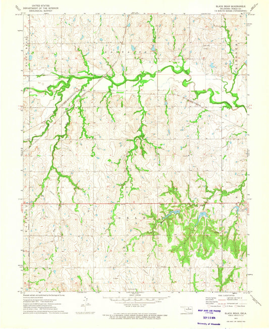 Classic USGS Black Bear Oklahoma 7.5'x7.5' Topo Map Image