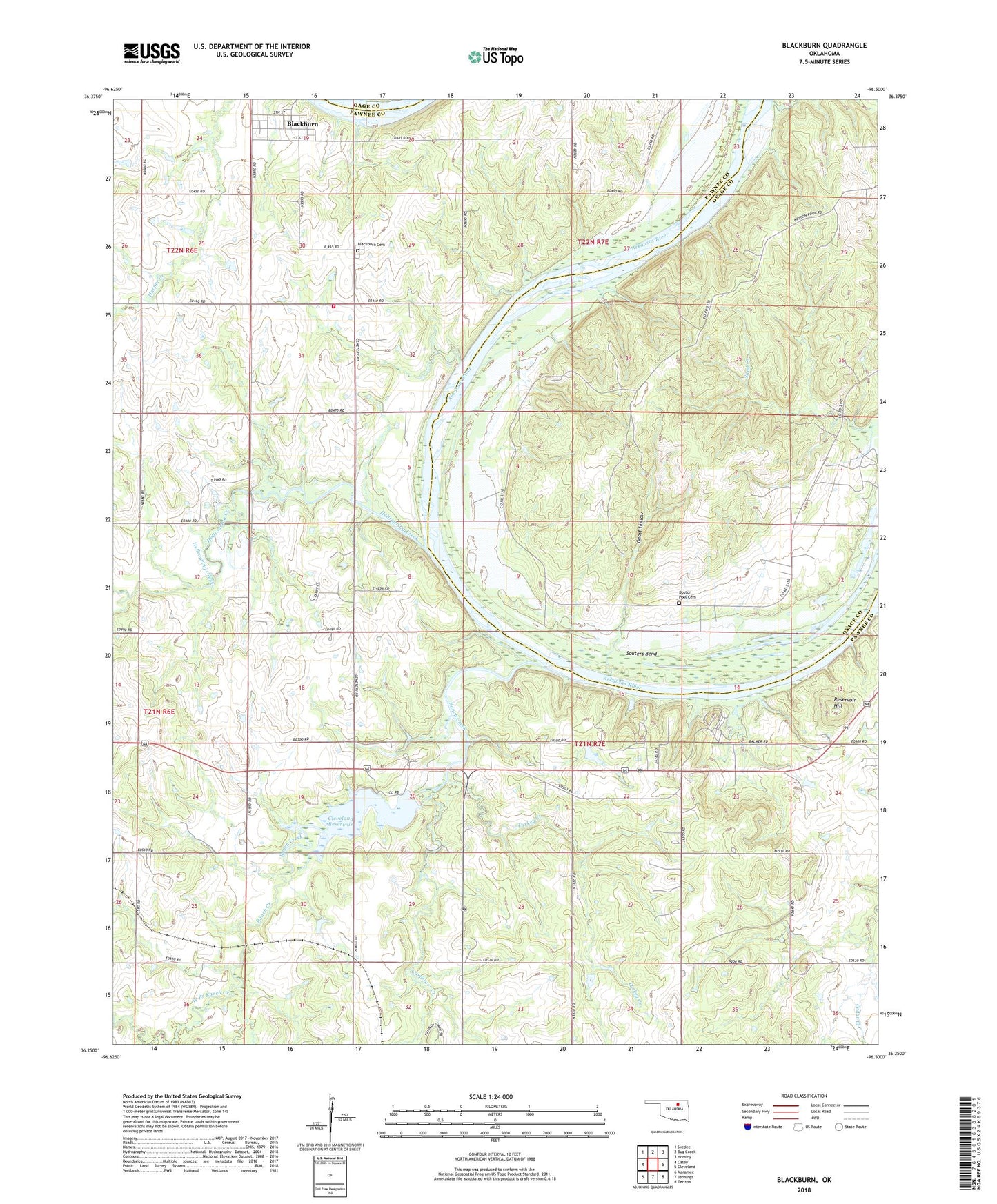 Blackburn Oklahoma US Topo Map Image