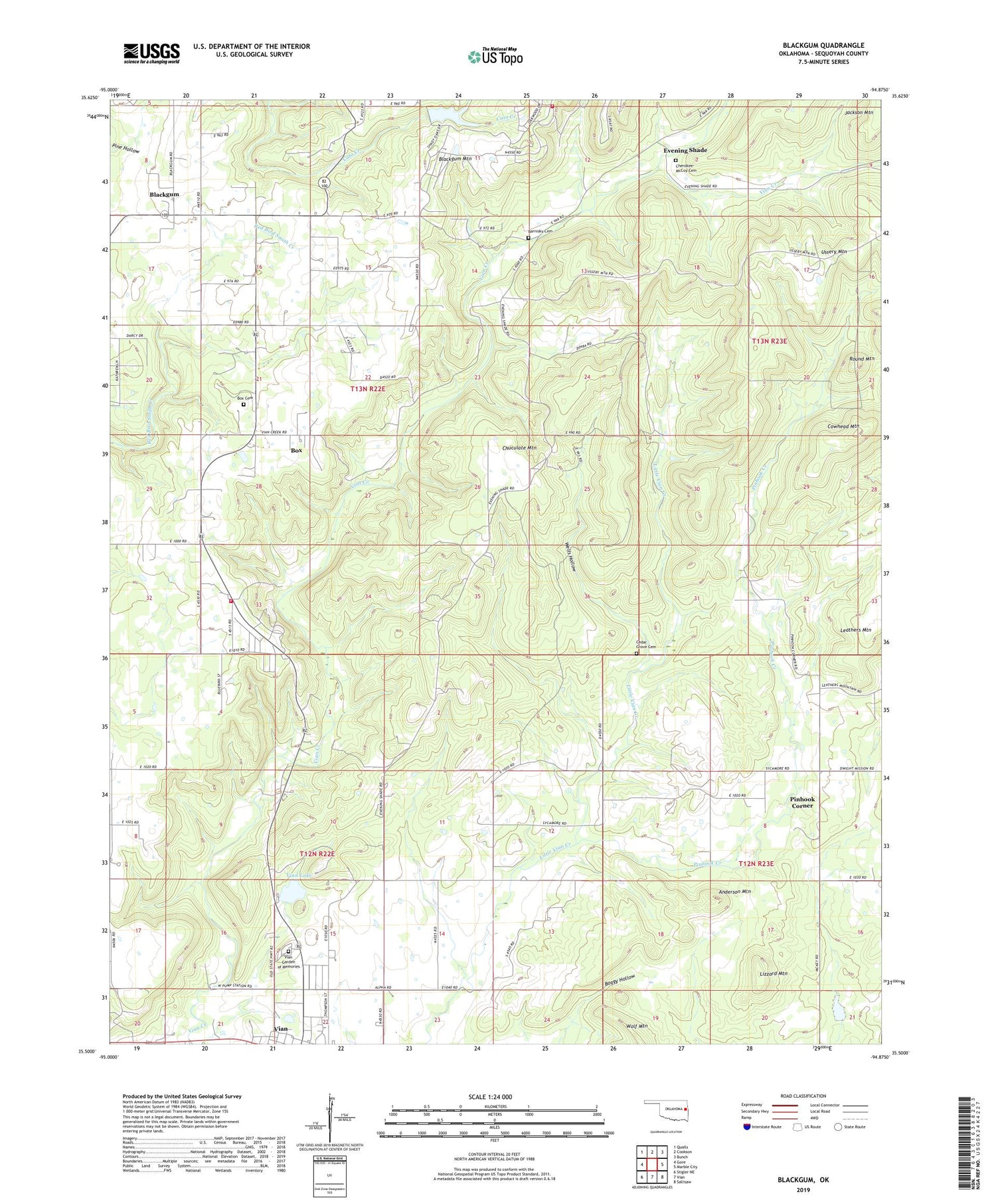 Blackgum Oklahoma US Topo Map Image