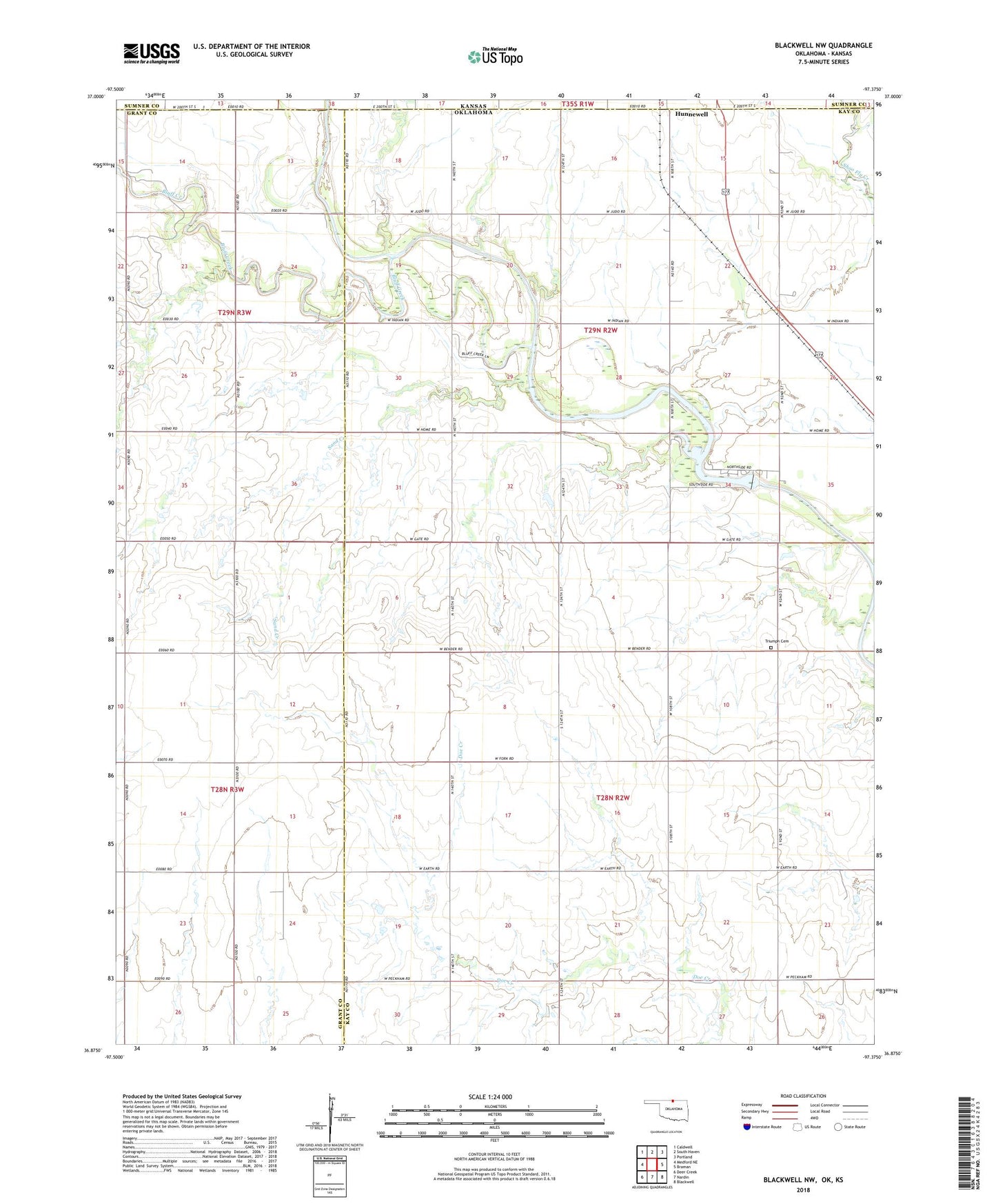 Blackwell NW Oklahoma US Topo Map Image