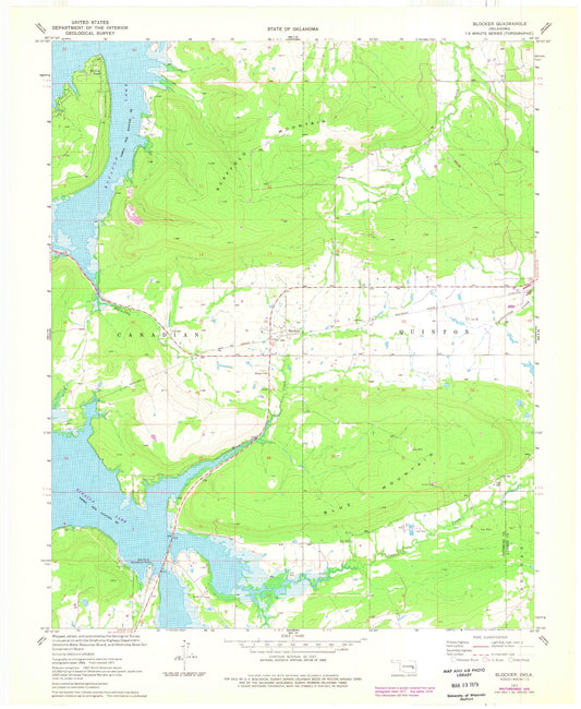 Classic USGS Blocker Oklahoma 7.5'x7.5' Topo Map Image