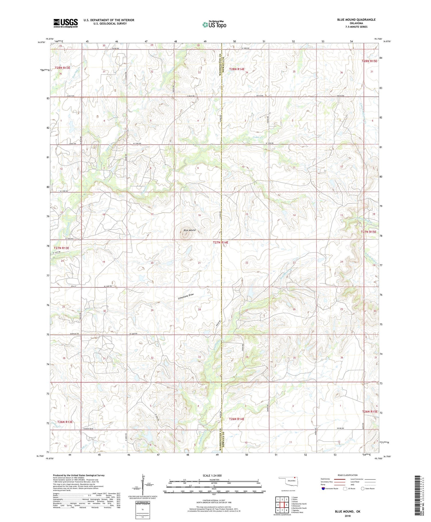Blue Mound Oklahoma US Topo Map Image
